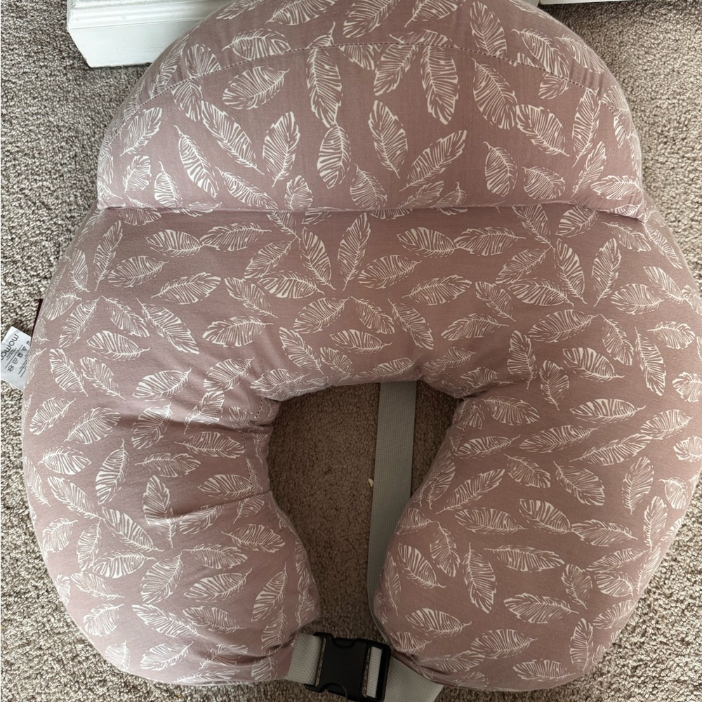 Feather Print Nursing/Support Pillow in Dusty Rose
